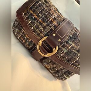 Coach Chelsea Boucle Flap Tweed, Leather, and Suede Shoulder Bag